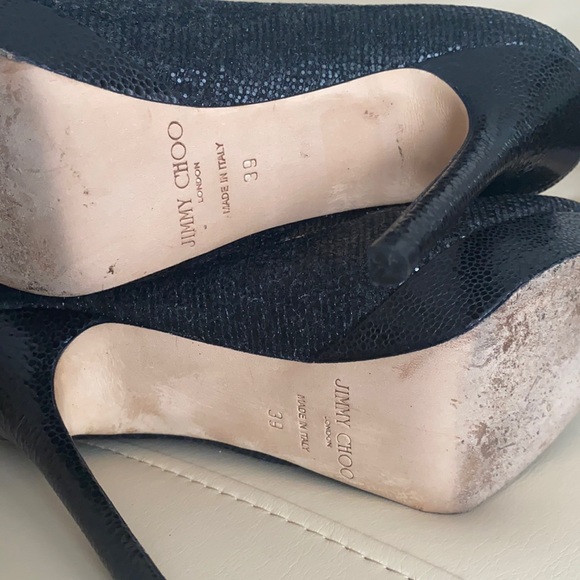 JIMMY CHOO black sequinned platform pumps size 9. - Picture 7 of 7